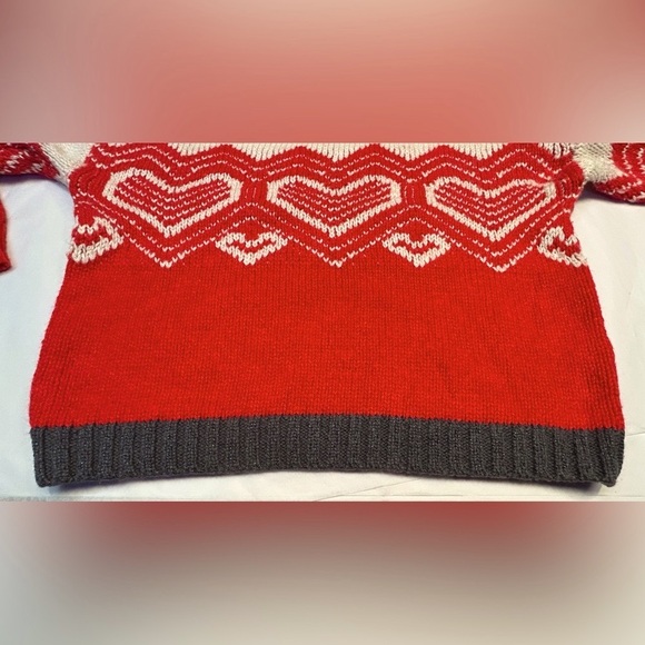 Philosophy Fair Isle Red, Cream, & Metallic Navy Heart Sweater with Wool, Medium - Picture 10 of 14
